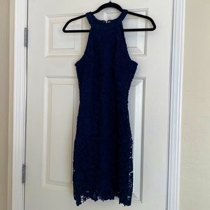 Lulu’s Navy Blue Lace Mini Dress